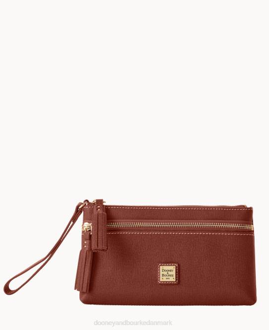 Dooney & Bourke saffiano armbånd med dobbelt lynlås JV0J4203 poser rav
