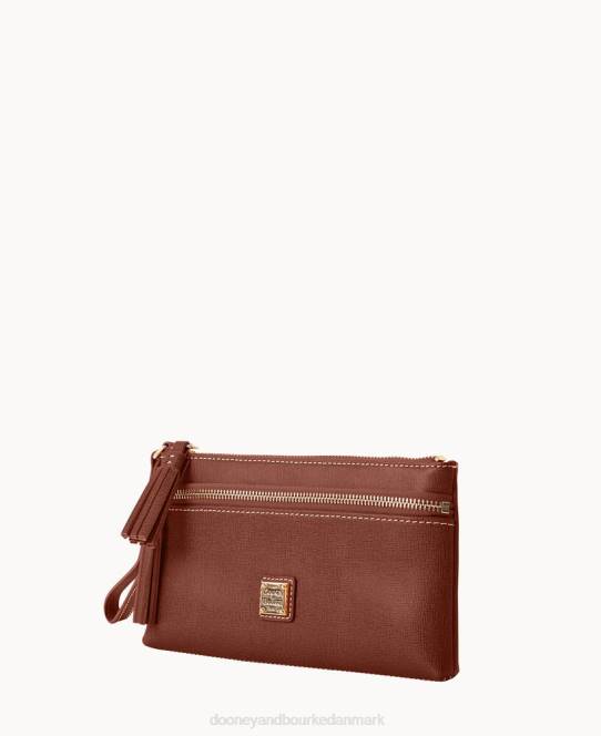 Dooney & Bourke saffiano armbånd med dobbelt lynlås JV0J4203 poser rav