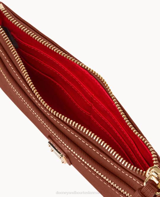 Dooney & Bourke saffiano armbånd med dobbelt lynlås JV0J4203 poser rav