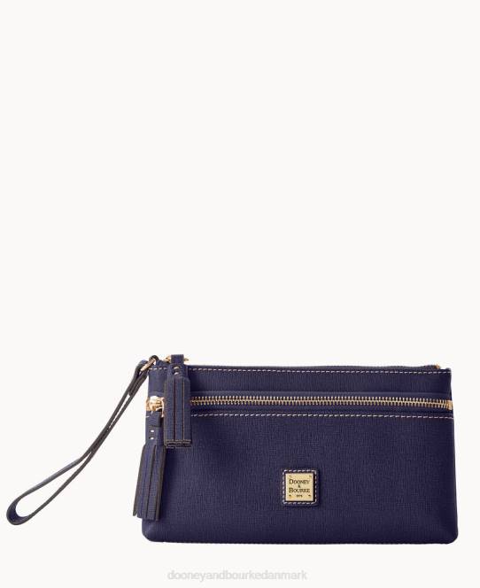 Dooney & Bourke saffiano armbånd med dobbelt lynlås JV0J4207 poser marine