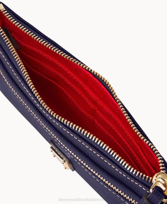 Dooney & Bourke saffiano armbånd med dobbelt lynlås JV0J4207 poser marine