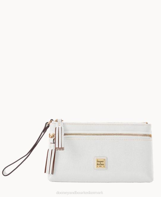 Dooney & Bourke saffiano armbånd med dobbelt lynlås JV0J4208 poser off white