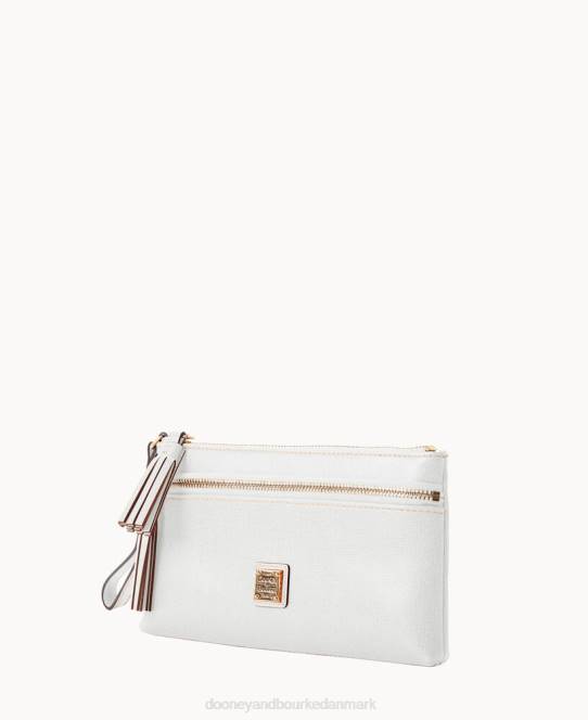 Dooney & Bourke saffiano armbånd med dobbelt lynlås JV0J4208 poser off white