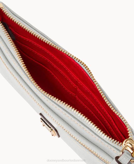 Dooney & Bourke saffiano armbånd med dobbelt lynlås JV0J4208 poser off white
