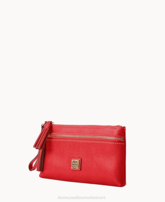 Dooney & Bourke saffiano armbånd med dobbelt lynlås JV0J4210 poser tomat