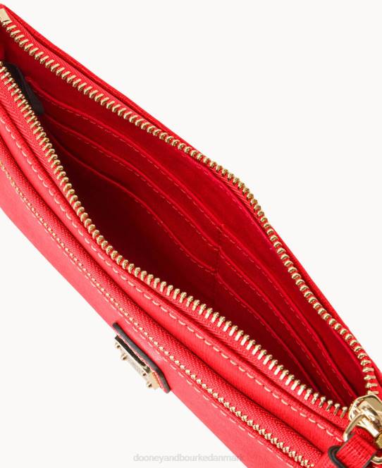 Dooney & Bourke saffiano armbånd med dobbelt lynlås JV0J4210 poser tomat