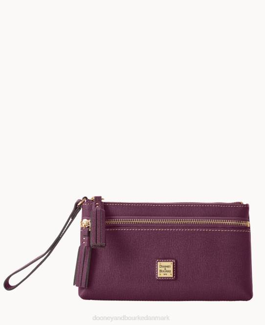 Dooney & Bourke saffiano armbånd med dobbelt lynlås JV0J4211 poser blomme vin