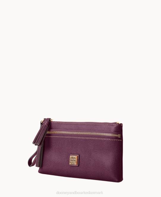 Dooney & Bourke saffiano armbånd med dobbelt lynlås JV0J4211 poser blomme vin