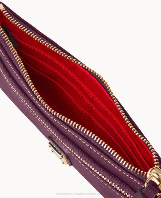 Dooney & Bourke saffiano armbånd med dobbelt lynlås JV0J4211 poser blomme vin