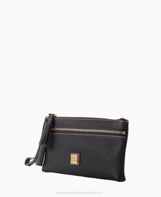 Dooney & Bourke pebble grain dobbelt lynlås armbånd JV0J4195 poser sort