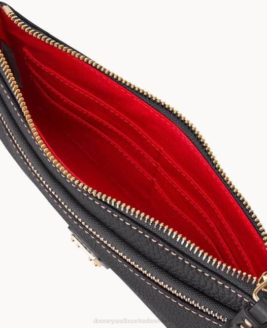Dooney & Bourke pebble grain dobbelt lynlås armbånd JV0J4195 poser sort