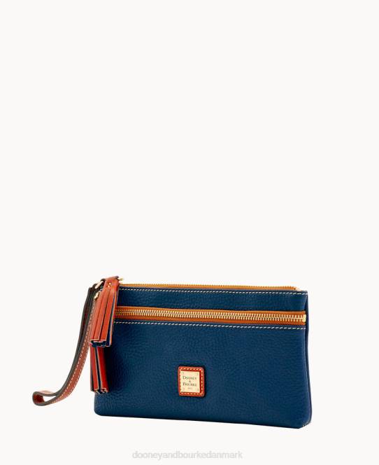 Dooney & Bourke pebble grain dobbelt lynlås armbånd JV0J4198 poser midnatsblå