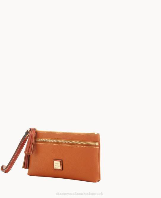 Dooney & Bourke pebble grain dobbelt lynlås armbånd JV0J4199 poser karamel
