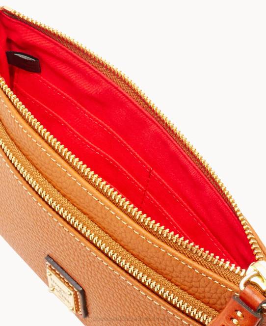 Dooney & Bourke pebble grain dobbelt lynlås armbånd JV0J4199 poser karamel