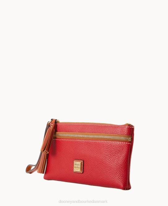 Dooney & Bourke pebble grain dobbelt lynlås armbånd JV0J4200 poser rød