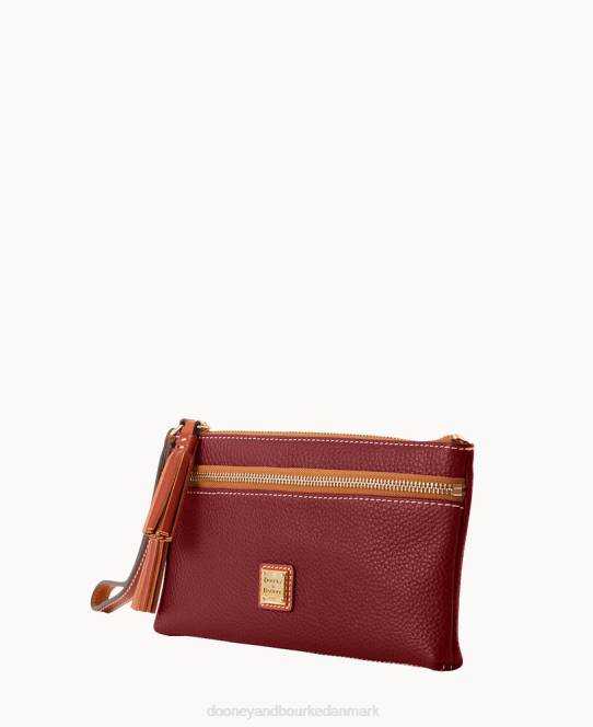 Dooney & Bourke pebble grain dobbelt lynlås armbånd JV0J4202 poser vin