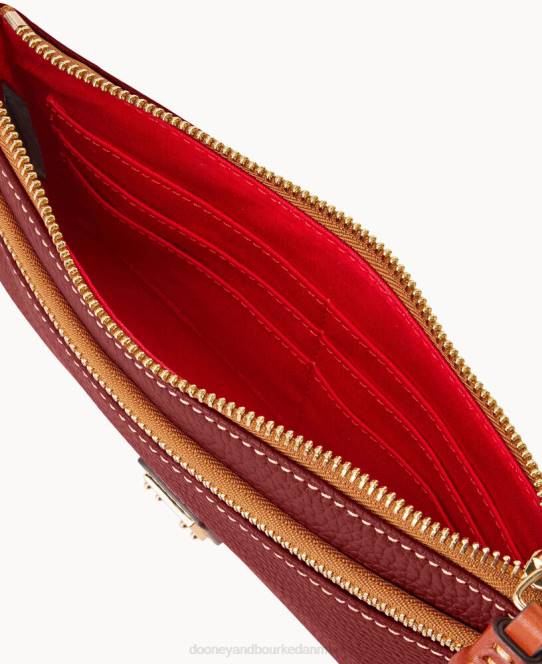 Dooney & Bourke pebble grain dobbelt lynlås armbånd JV0J4202 poser vin