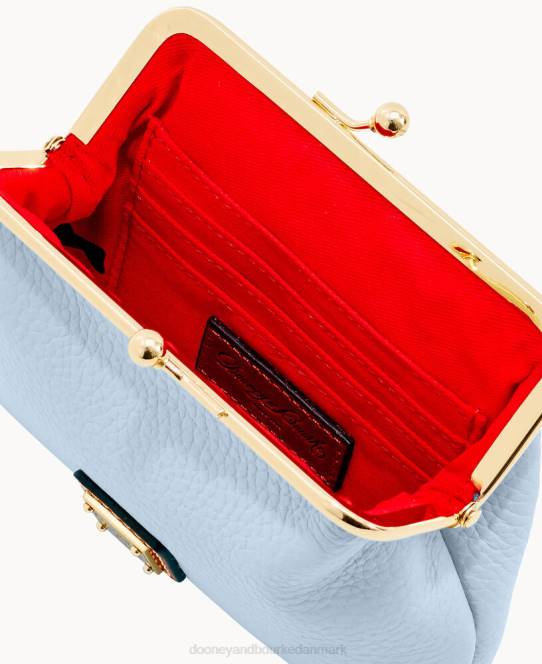 Dooney & Bourke rullestenskorn stor indrammet pung JV0J4221 poser gletsjerblå