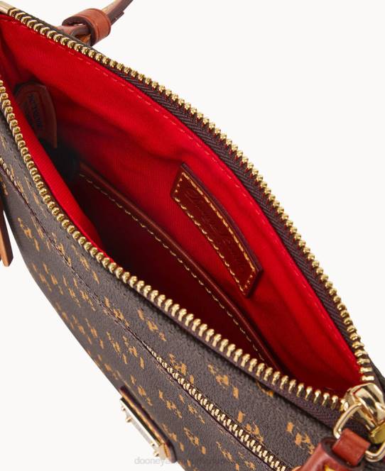 Dooney & Bourke Gretta dobbelt lynlås kvast crossbody JV0J2501 poser brun tmoro