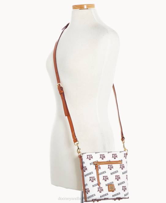 Dooney & Bourke collegiate texas achr(38)m lille crossbody med lynlås JV0J2102 poser texas a&m