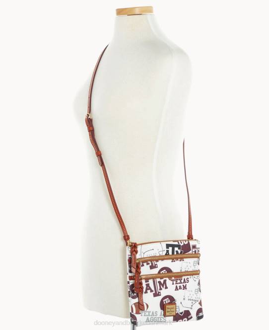 Dooney & Bourke collegiate texas achr(38)m n s triple zip crossbody JV0J1961 poser texas a&m