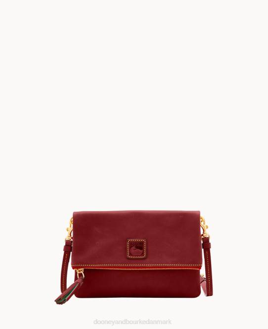 Dooney & Bourke florentinsk foldet crossbody med lynlås JV0J2434 poser bordeaux