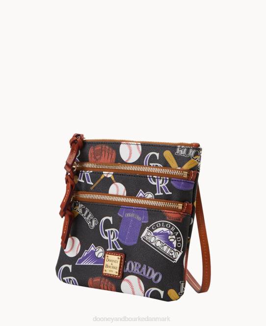 Dooney & Bourke mlb n s tredobbelt lynlås crossbody JV0J1799 poser rockies
