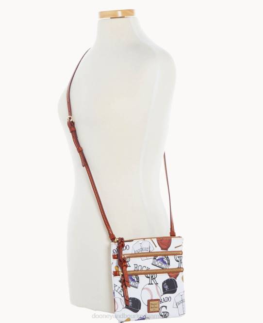 Dooney & Bourke mlb n s tredobbelt lynlås crossbody JV0J1800 poser rockies