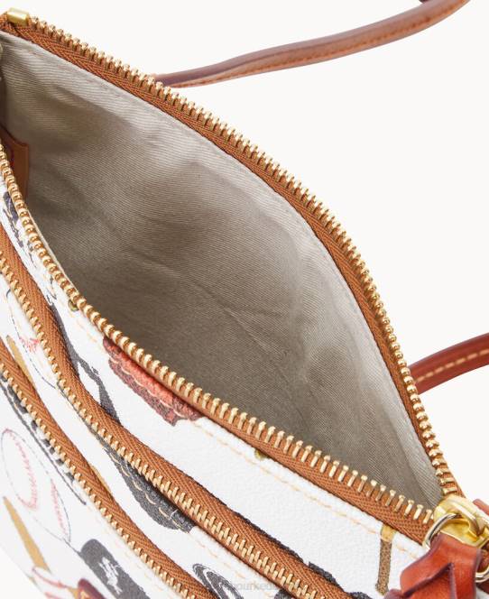 Dooney & Bourke mlb n s tredobbelt lynlås crossbody JV0J1809 poser hvid sox