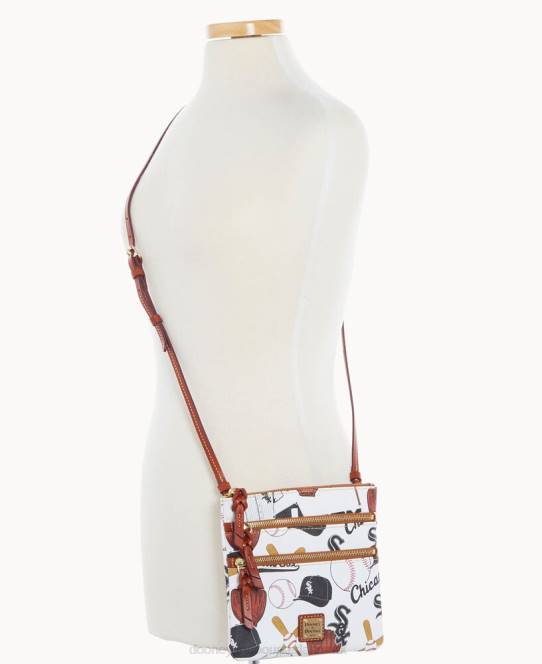 Dooney & Bourke mlb n s tredobbelt lynlås crossbody JV0J1809 poser hvid sox