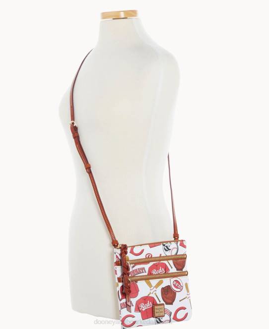 Dooney & Bourke mlb n s tredobbelt lynlås crossbody JV0J1811 poser røde