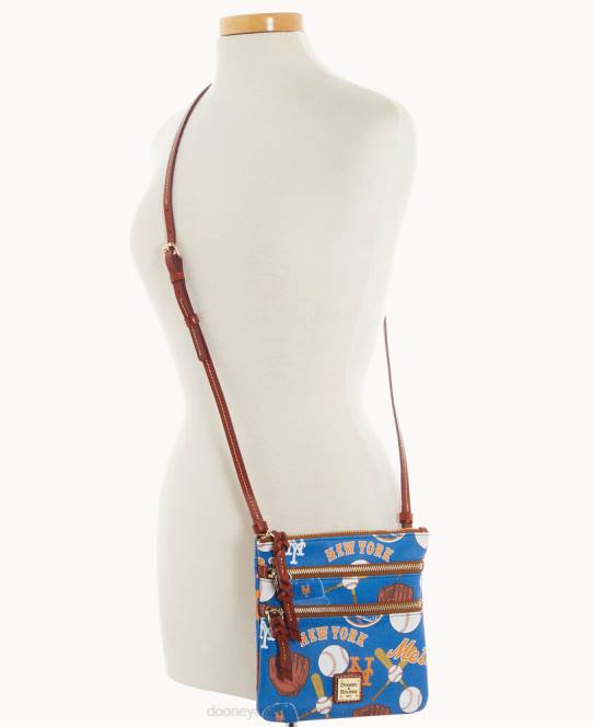 Dooney & Bourke mlb n s tredobbelt lynlås crossbody JV0J1843 poser mets