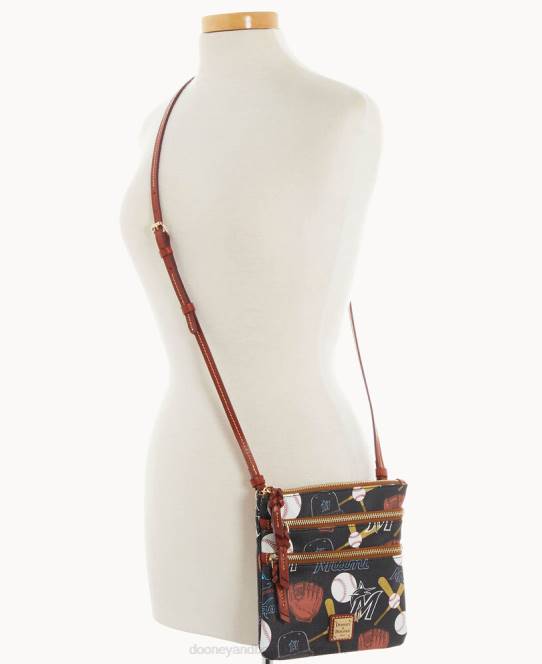 Dooney & Bourke mlb n s tredobbelt lynlås crossbody JV0J1859 poser marlins