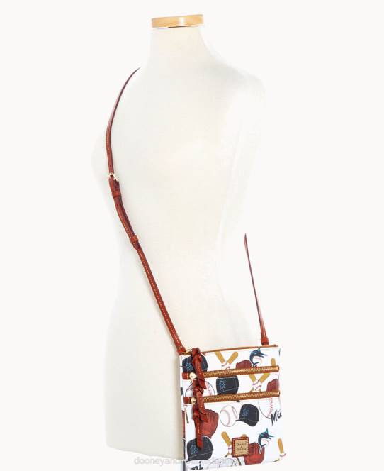 Dooney & Bourke mlb n s tredobbelt lynlås crossbody JV0J1860 poser marlins