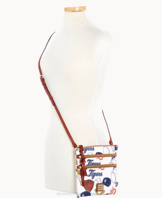 Dooney & Bourke mlb n s tredobbelt lynlås crossbody JV0J1876 poser tigre
