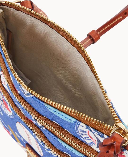 Dooney & Bourke mlb n s tredobbelt lynlås crossbody JV0J1909 poser blåjaks