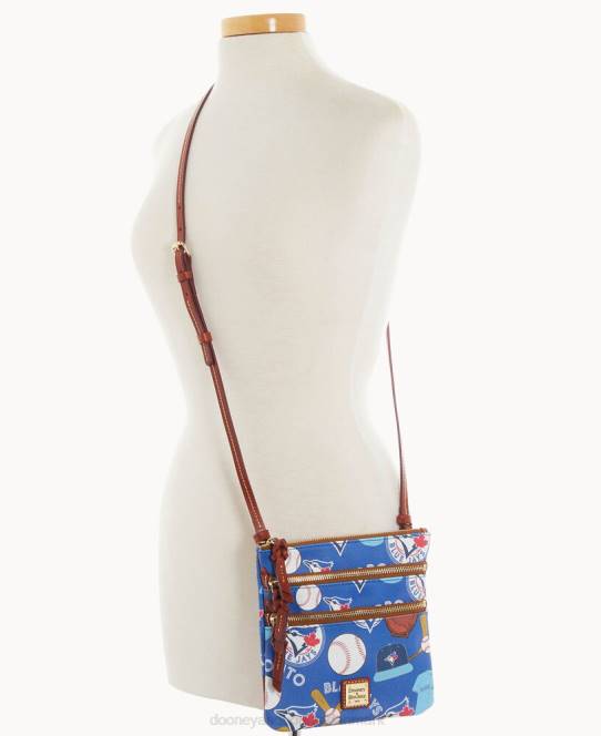 Dooney & Bourke mlb n s tredobbelt lynlås crossbody JV0J1909 poser blåjaks