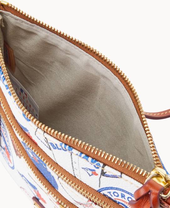 Dooney & Bourke mlb n s tredobbelt lynlås crossbody JV0J1910 poser blåjaks