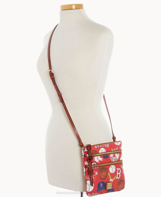 Dooney & Bourke mlb n s tredobbelt lynlås crossbody JV0J2094 poser red Sox
