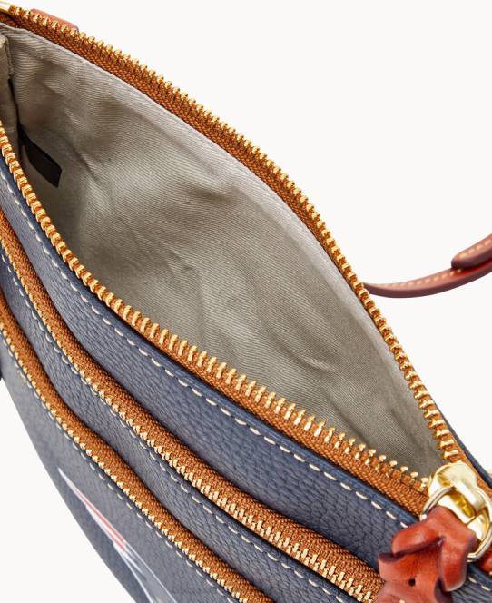 Dooney & Bourke nfl crossbody med tredobbelt lynlås JV0J1737 poser patrioter