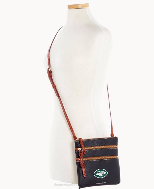 Dooney & Bourke nfl crossbody med tredobbelt lynlås JV0J1933 poser jetfly