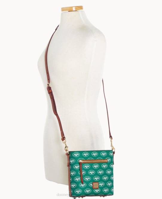 Dooney & Bourke nfl lille crossbody med lynlås JV0J1987 poser jetfly