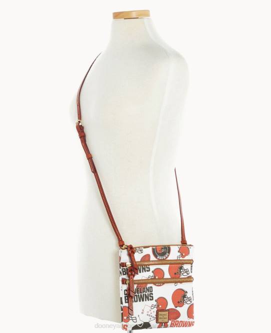 Dooney & Bourke nfl n s tredobbelt lynlås crossbody JV0J1701 poser brune