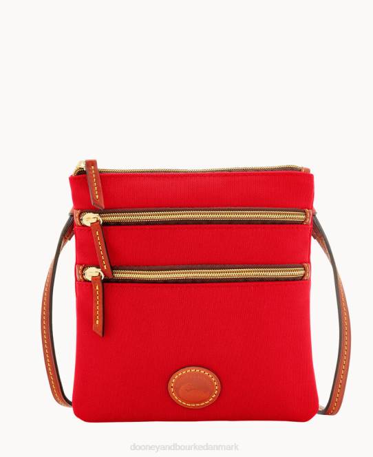 Dooney & Bourke nylon nord syd tredobbelt lynlås JV0J2418 poser rød