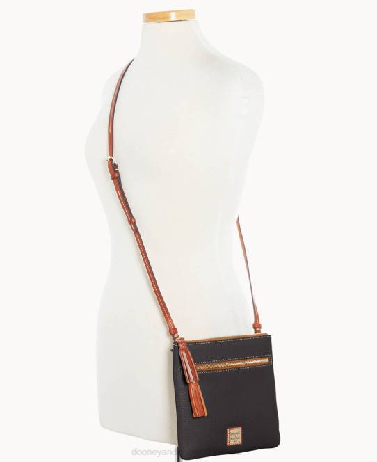Dooney & Bourke pebble grain dobbelt lynlås kvast crossbody JV0J2339 poser sort