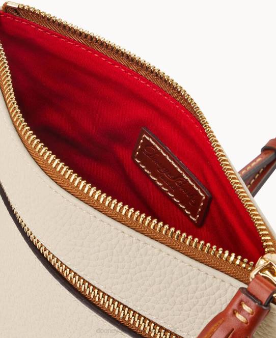 Dooney & Bourke pebble grain dobbelt lynlås kvast crossbody JV0J2340 poser knogle