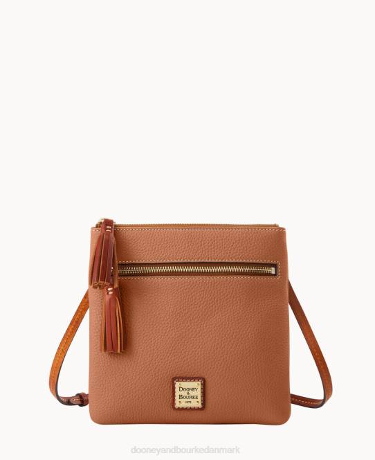 Dooney & Bourke pebble grain dobbelt lynlås kvast crossbody JV0J2341 poser karamel