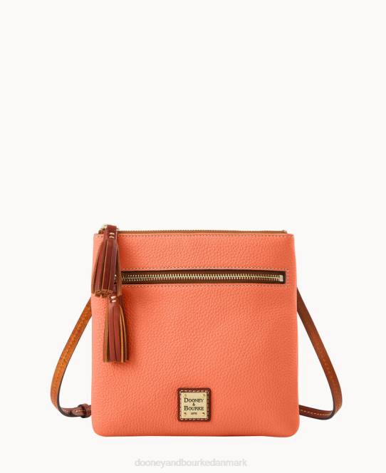 Dooney & Bourke pebble grain dobbelt lynlås kvast crossbody JV0J2342 poser koral