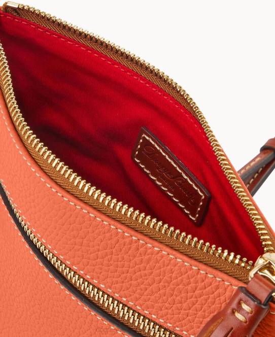 Dooney & Bourke pebble grain dobbelt lynlås kvast crossbody JV0J2342 poser koral