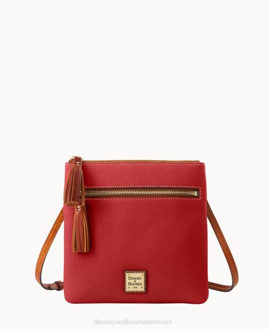 Dooney & Bourke pebble grain dobbelt lynlås kvast crossbody JV0J2344 poser rød